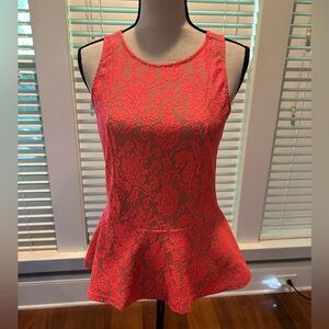 Red/Orange Peplum Sleeveless Tank Top size L